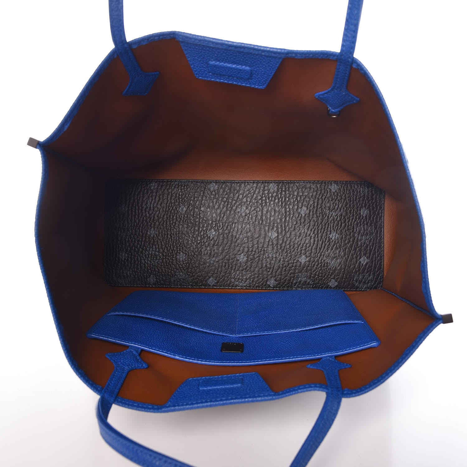 MCM Metallic Visetos Medium Kira Shopper Tote Black Blue 8 of 8