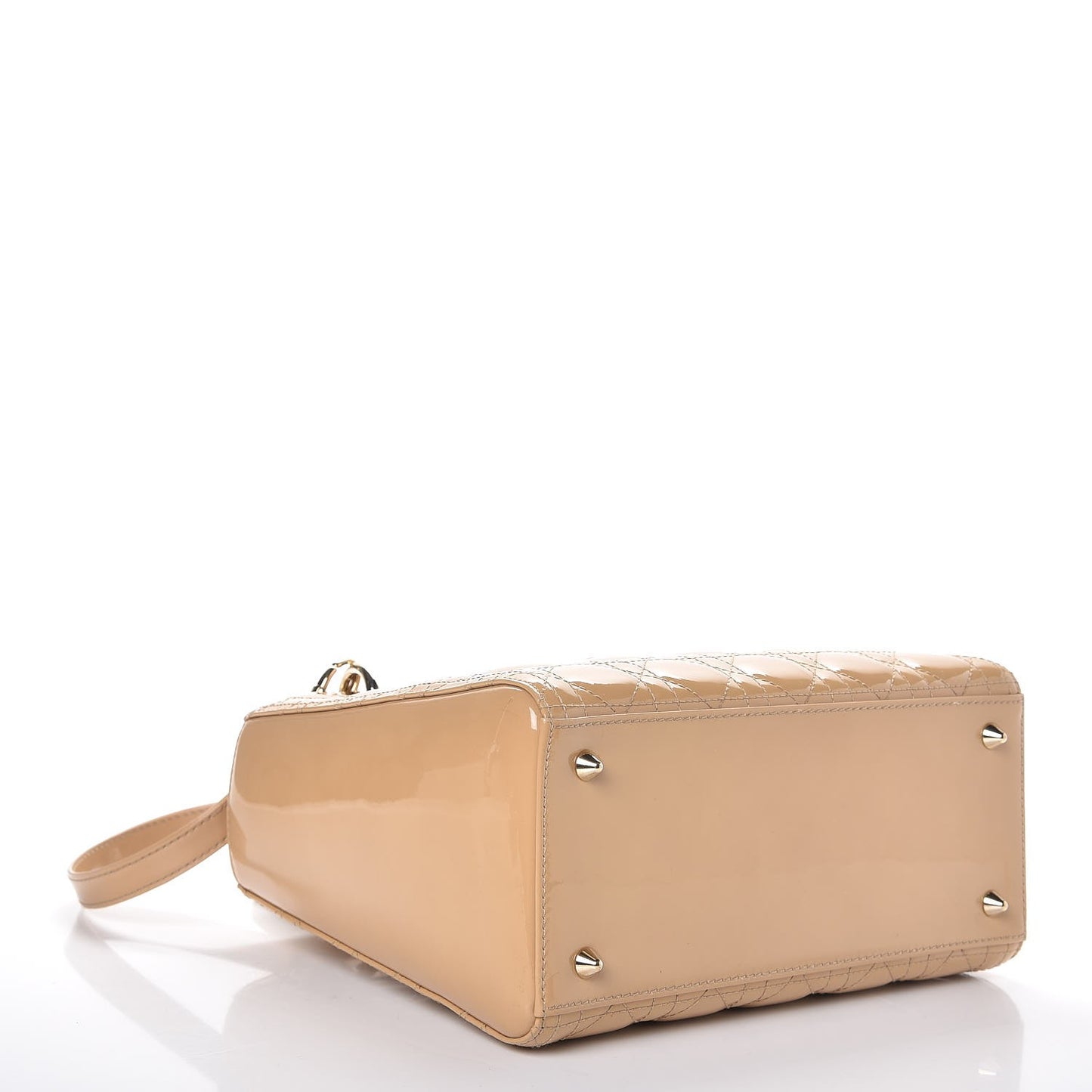 Patent Cannage Medium Lady Dior Beige