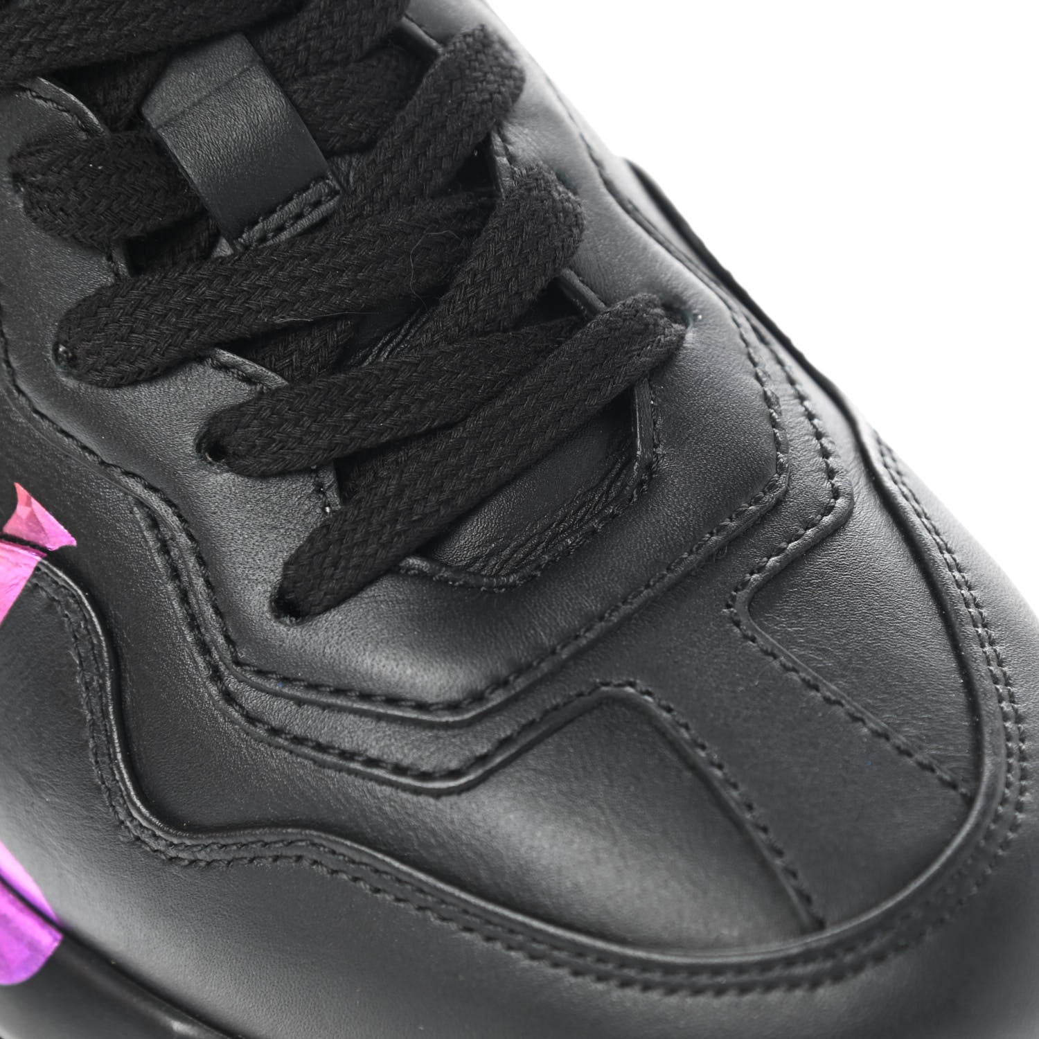 Gucci Calfskin Iridescent Logo Womens Rhyton Sneakers 36.5 Black 8 of 10