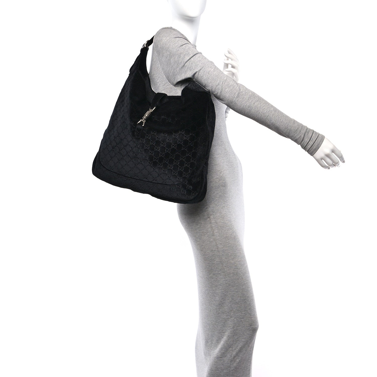 Gucci Velvet Large Jackie 1961 Shoulder Bag Black Black 2 of 10