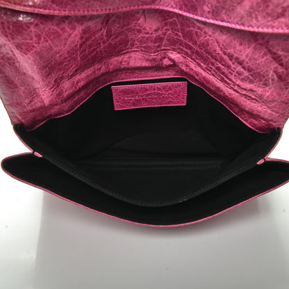 Balenciaga Agneau Giant 21 Gold Hardware Envelope Clutch Magenta 5 of 11