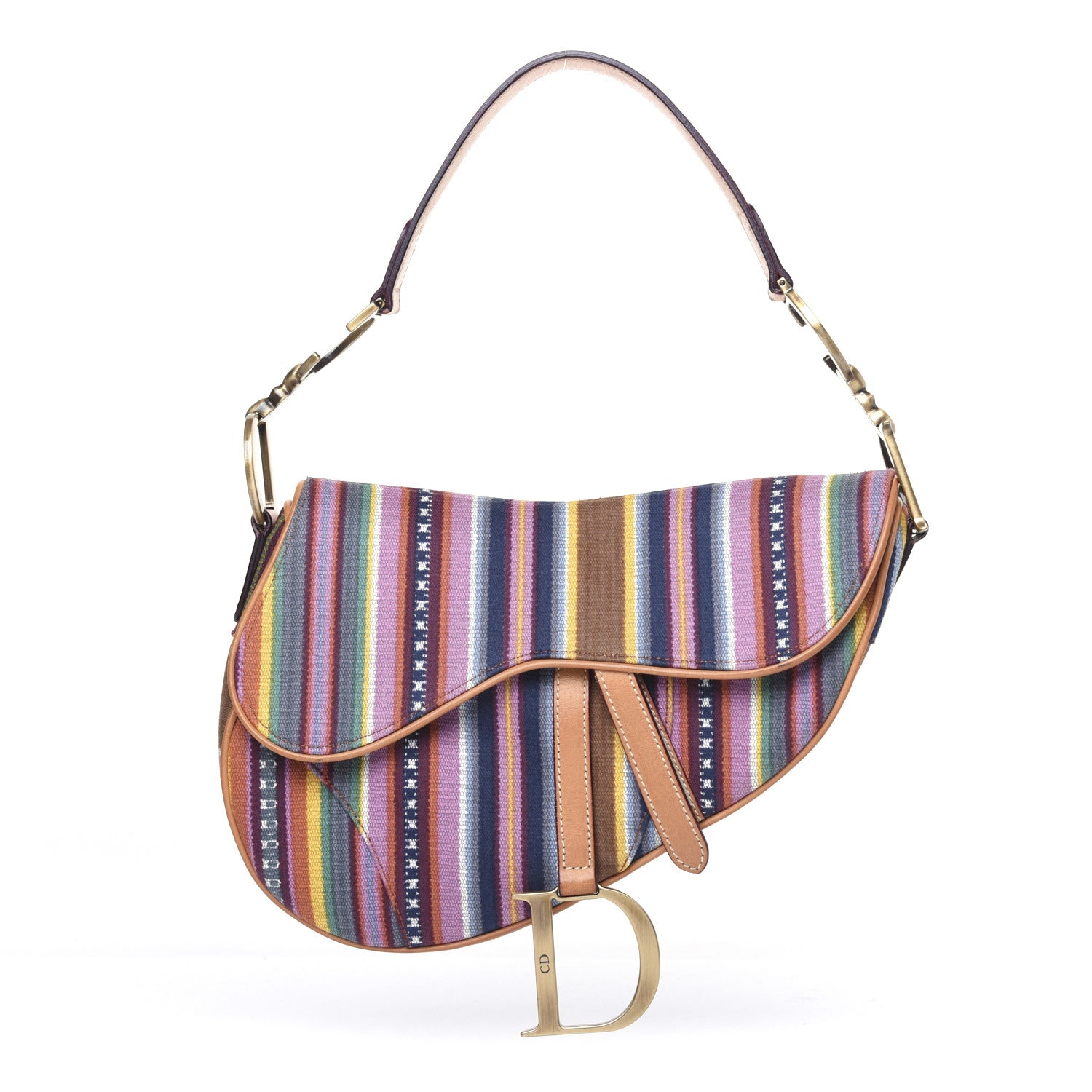 Christian Dior Canvas Striped Saddle Bag Multicolor 1 of 14