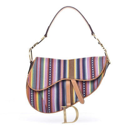 Christian Dior Canvas Striped Saddle Bag Multicolor 1 of 14