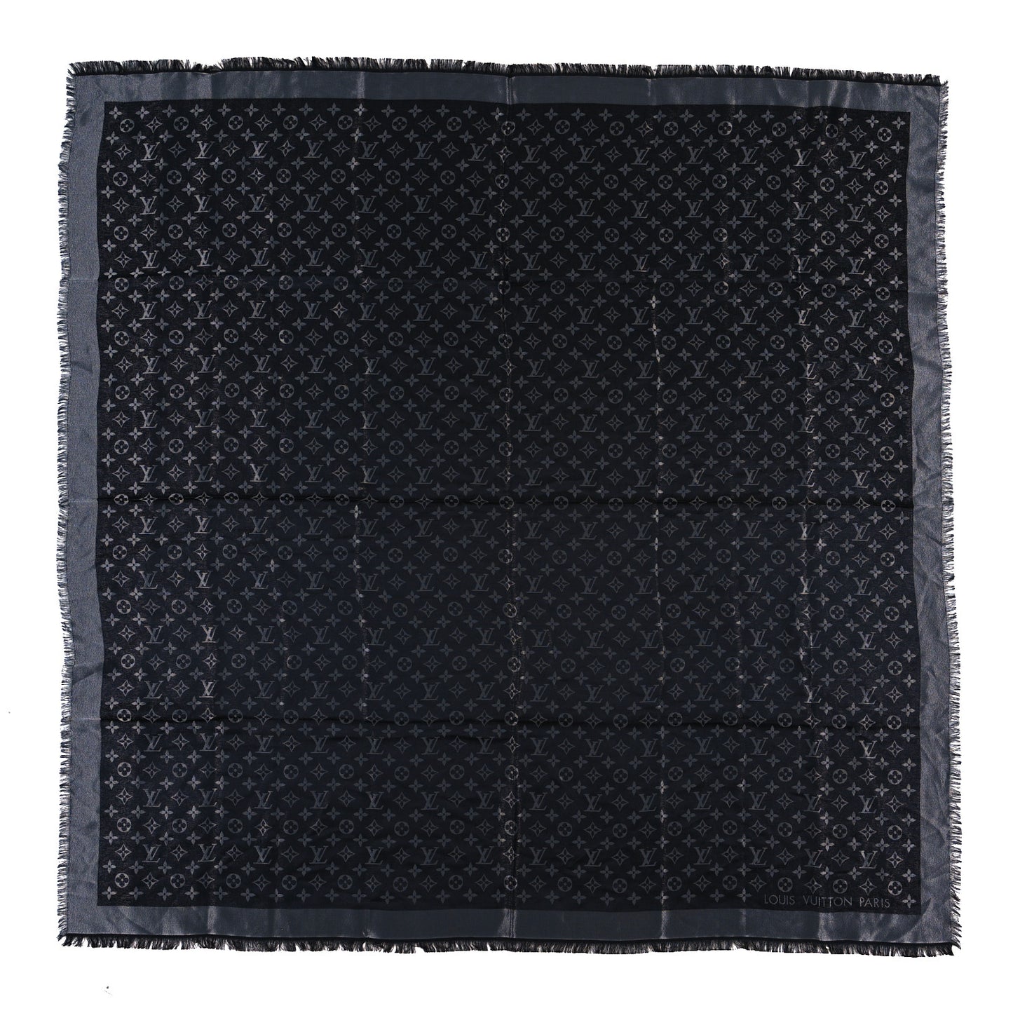 Silk Lurex Wool Monogram Shine Shawl Black
