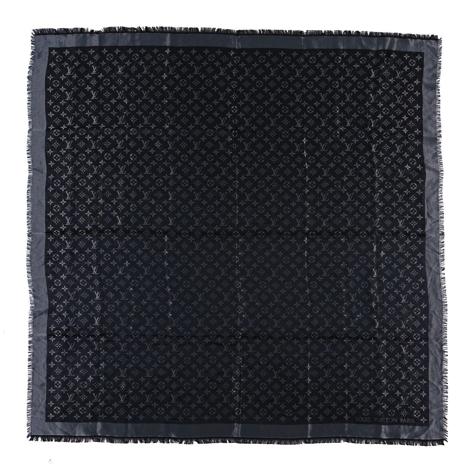 Louis Vuitton Silk Lurex Wool Monogram Shine Shawl Black 1 of 3