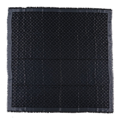Louis Vuitton Silk Lurex Wool Monogram Shine Shawl Black 1 of 3