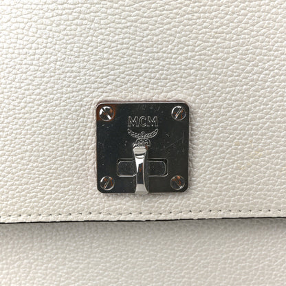MCM Grained Calfskin Medium Milla Convertible Backpack White Flake 11 of 13