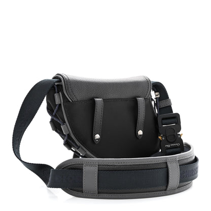 Christian Dior X SACAI Grained Calfskin Technical Fabric Mens Saddle Bag Black 3 of 10