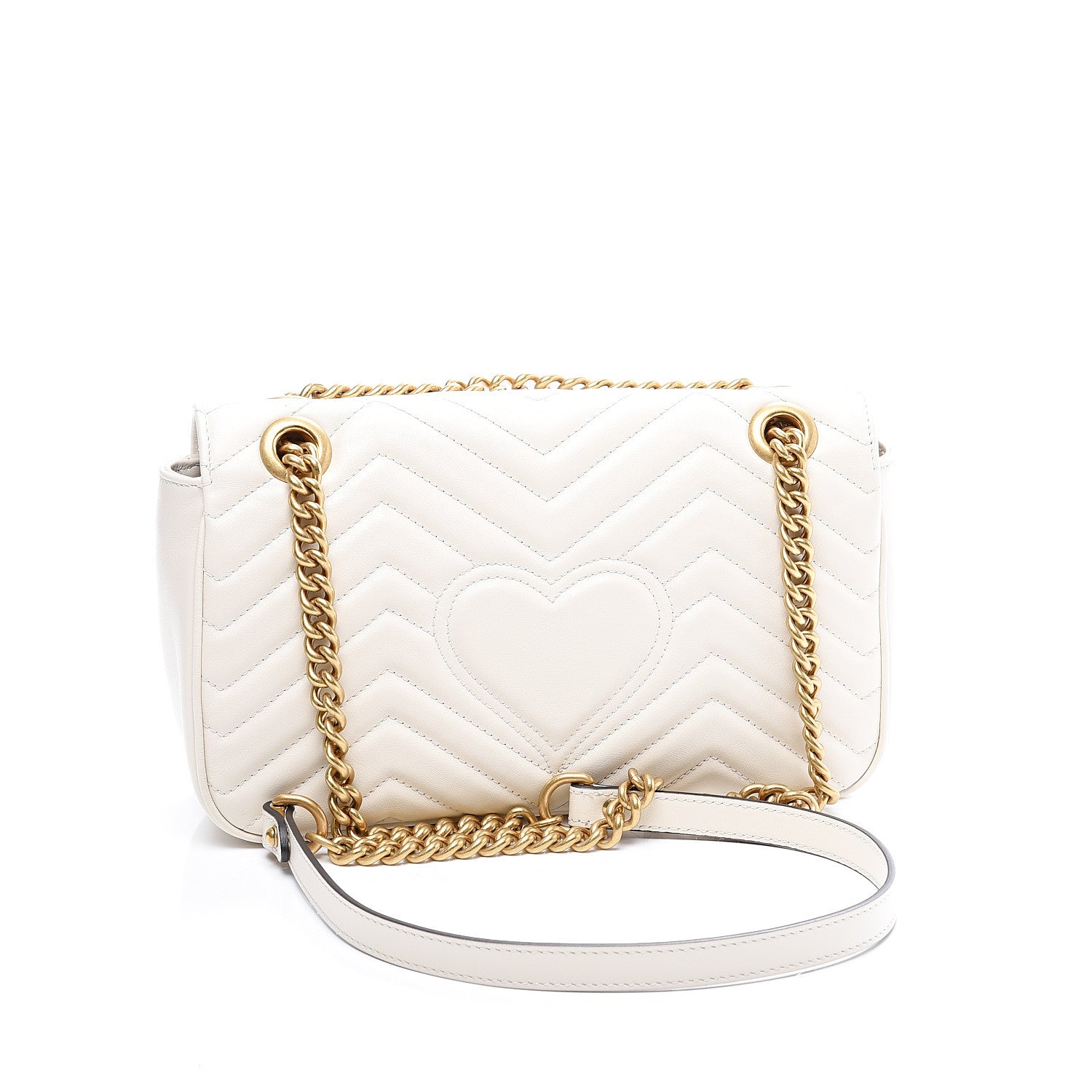 Gucci Calfskin Matelasse Small GG Marmont Shoulder Bag White 2 of 10