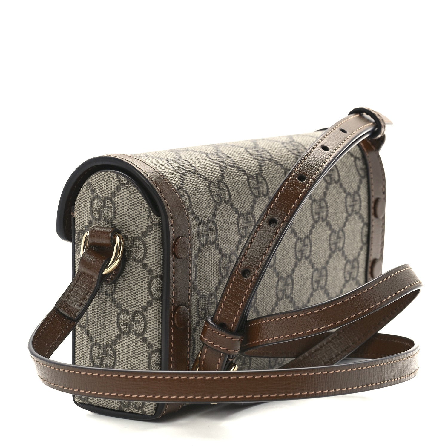 Gucci GG Supreme Monogram Mini Horsebit 1955 Shoulder Bag Beige Brown Sugar 3 of 11