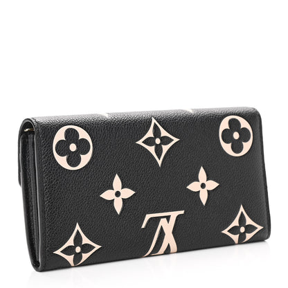Louis Vuitton Monogram Empreinte Giant Sarah Wallet Black Beige 3 of 7
