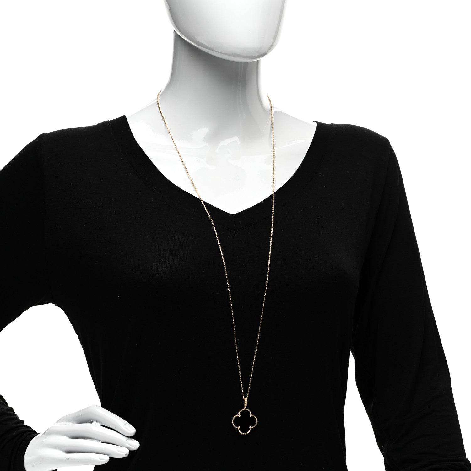 Van Cleef & Arpels 18K Yellow Gold Black Onyx Magic Alhambra Pendant Necklace 2 of 6