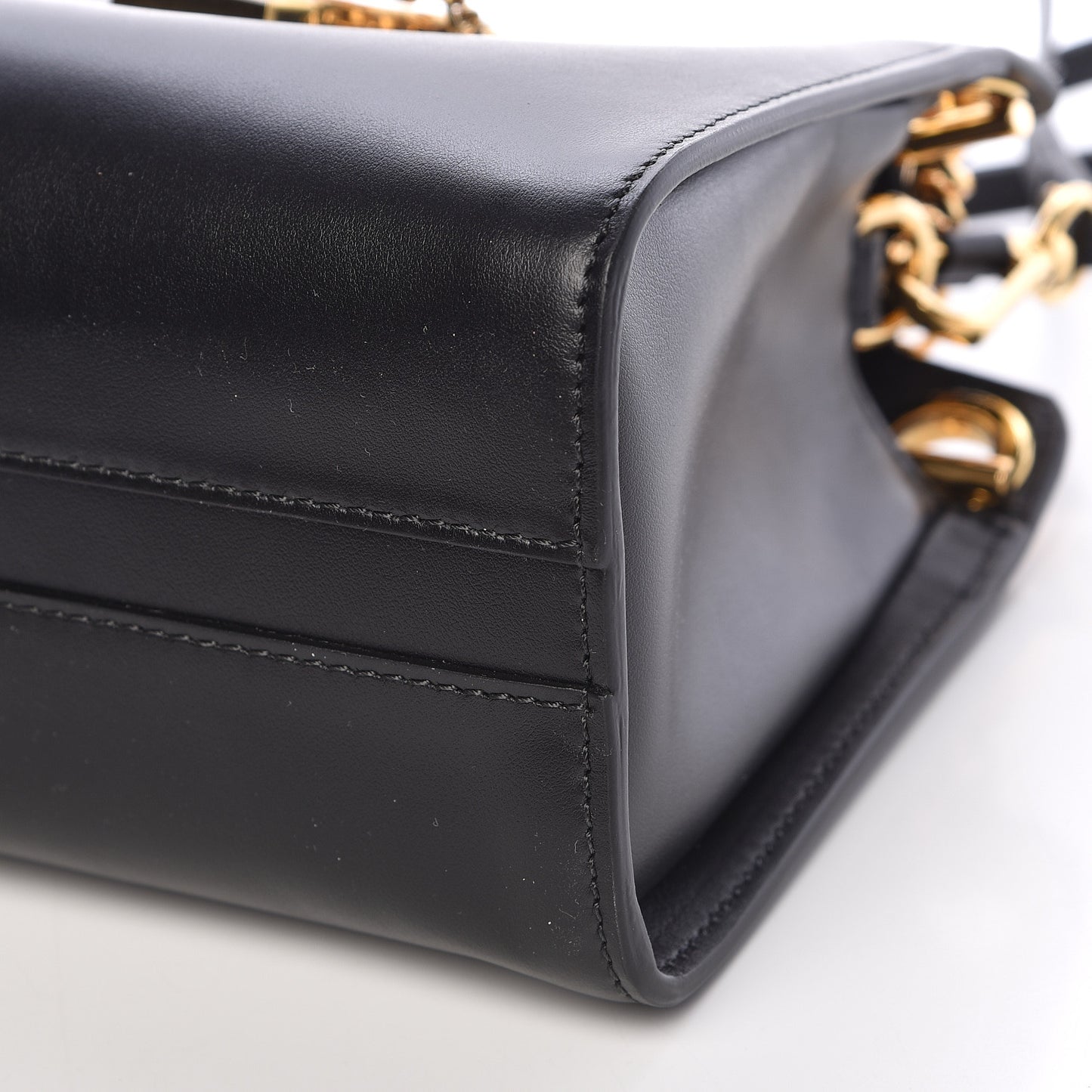 Shiny Calfskin Mini Annie Shoulder Bag Black