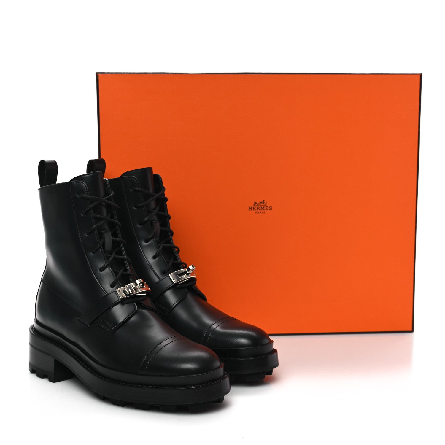 Hermes Glossed Calfskin Funk Ankle Boots 36 Black 9 of 9