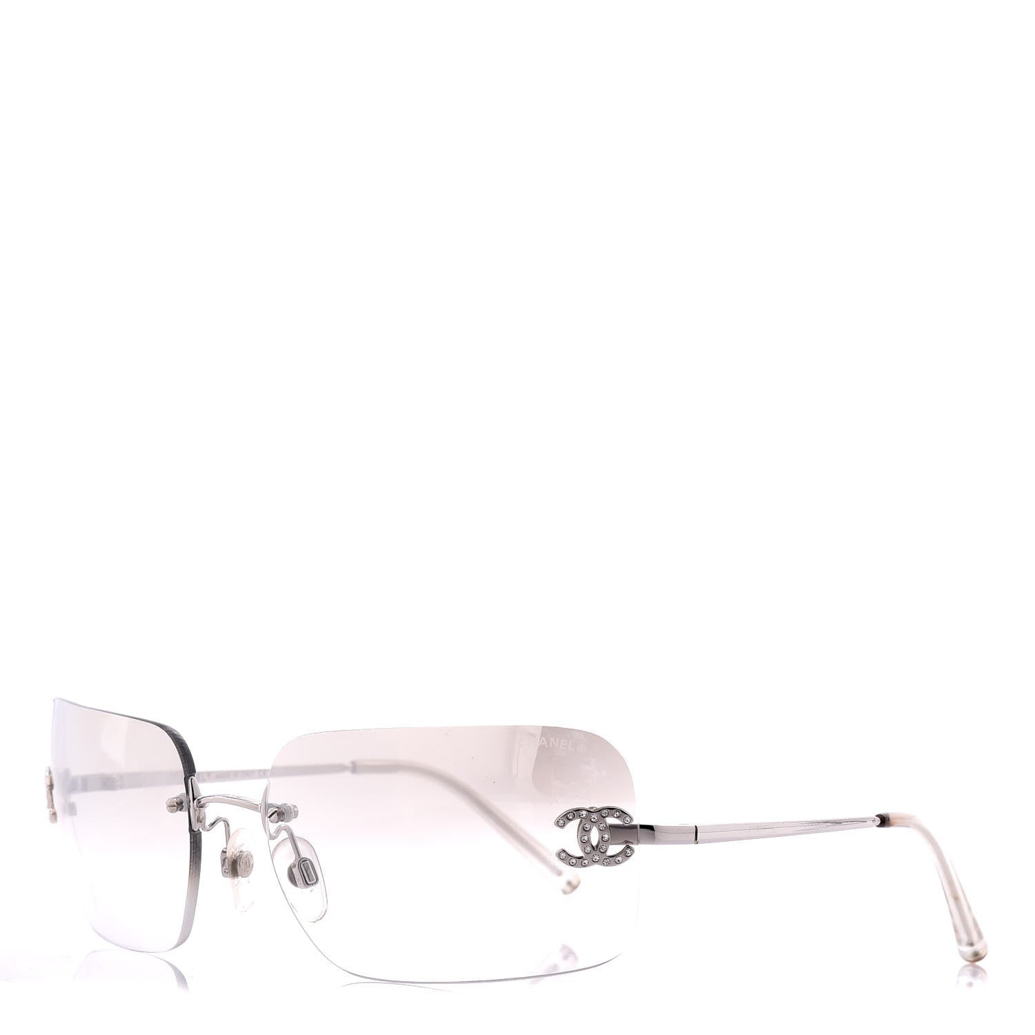 Chanel Metal Crystal CC Logo Sunglasses 4017-D Silver 1 of 6