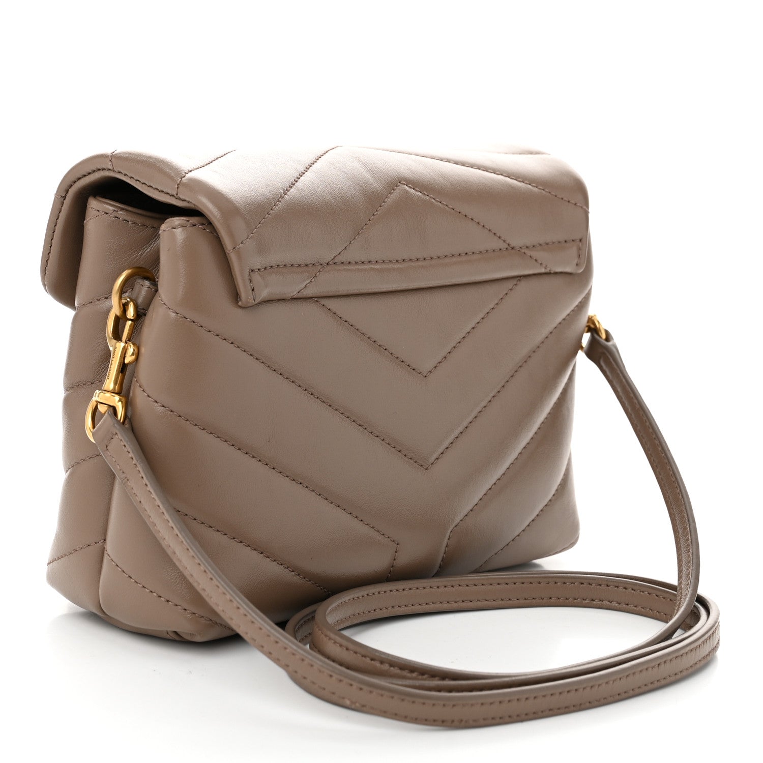 Saint Laurent Calfskin Y Quilted Monogram Toy Loulou Crossbody Bag Dark Beige 3 of 12