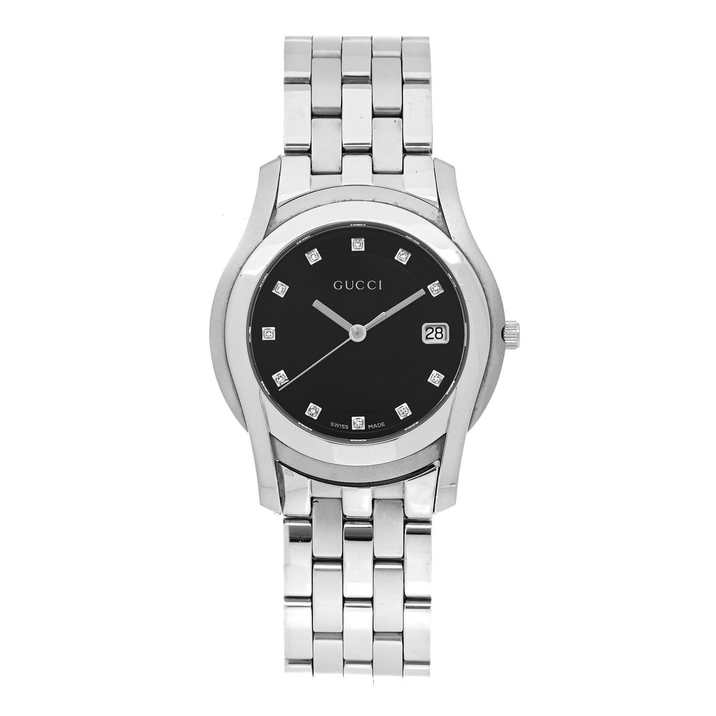Stainless Steel Diamond 35mm 5500M Quartz Watch Black