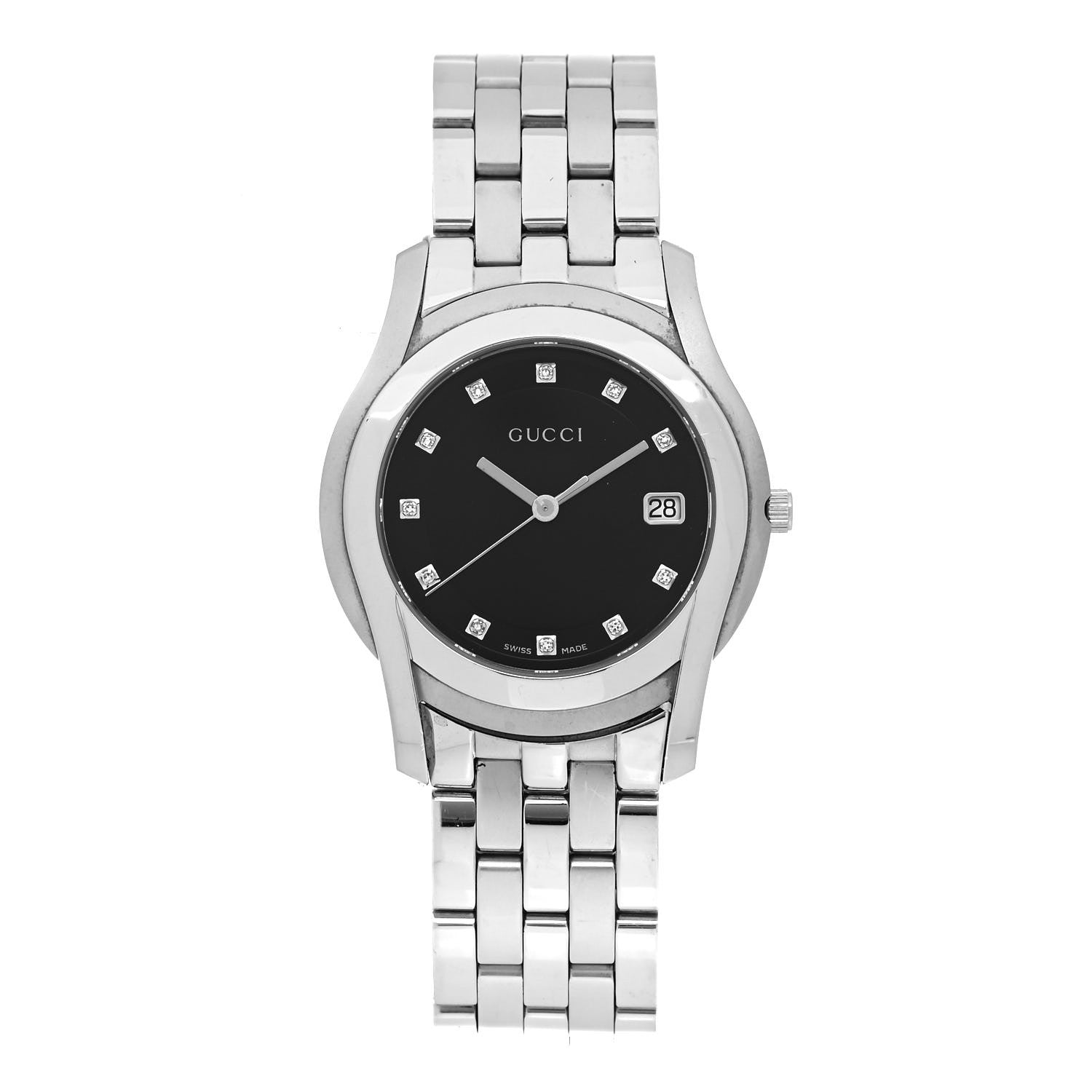 Gucci Stainless Steel Diamond 35mm 5500M Quartz Watch Black 1 of 4