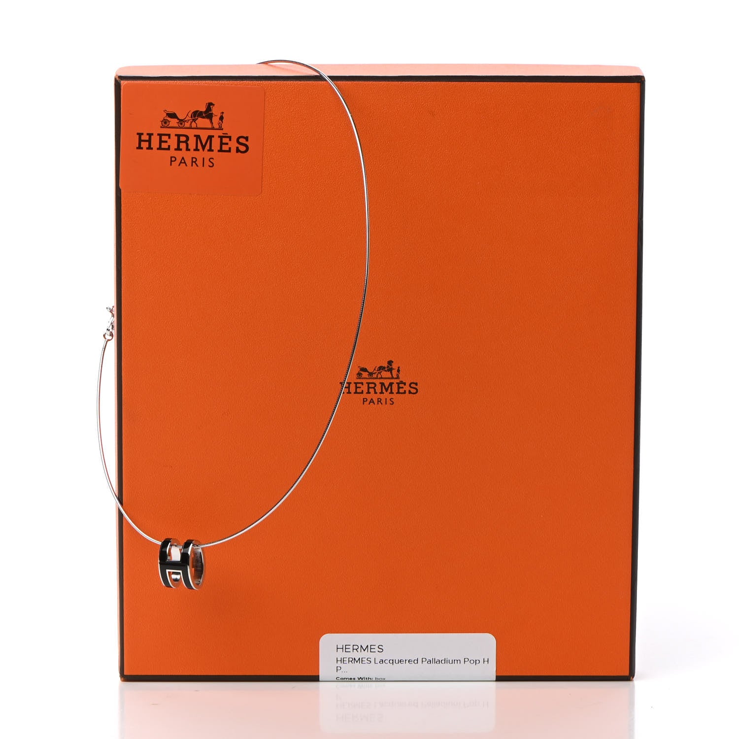Hermes Lacquered Palladium Pop H Pendant Necklace Black 7 of 7