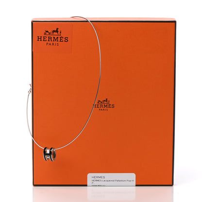 Hermes Lacquered Palladium Pop H Pendant Necklace Black 7 of 7