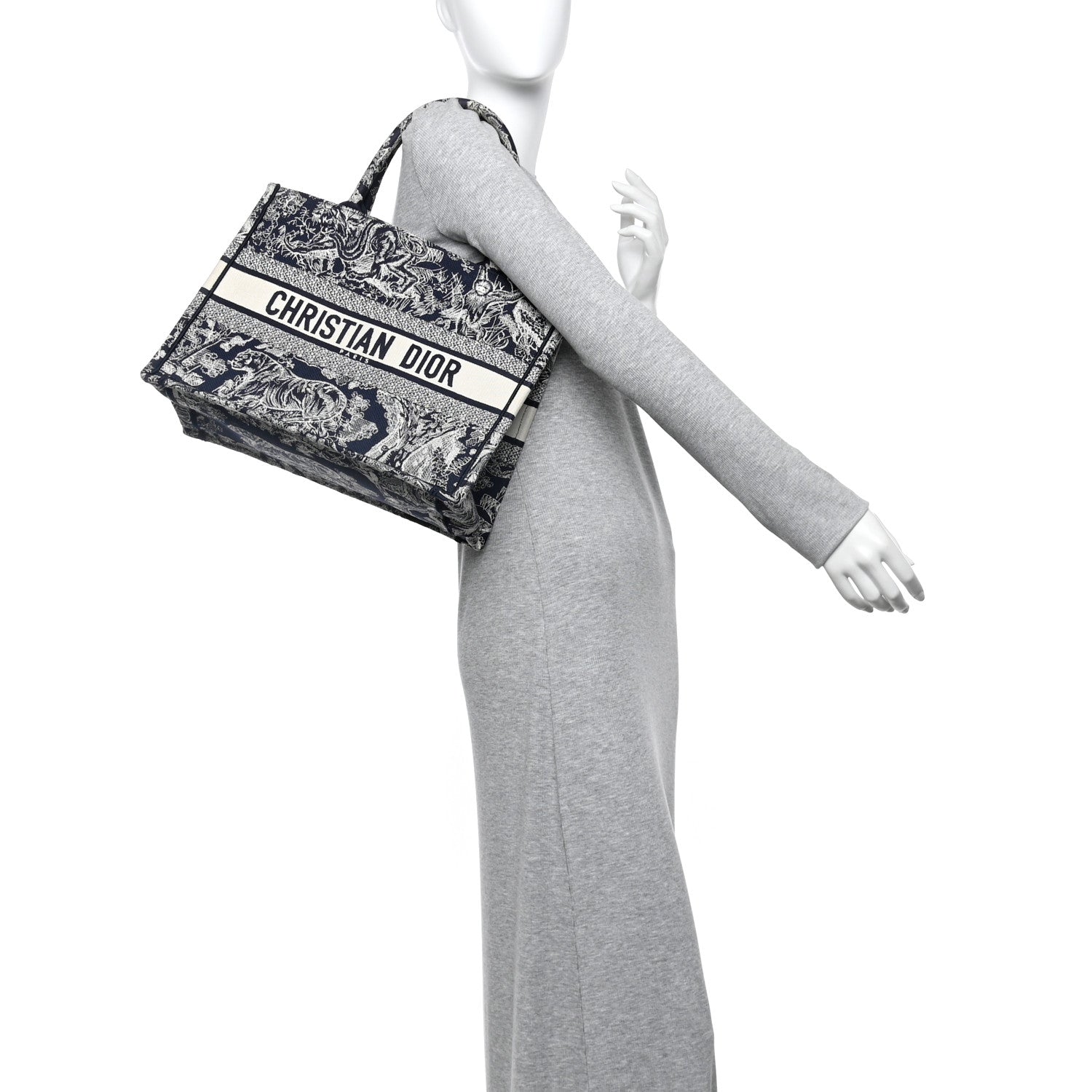 Christian Dior Canvas Embroidered Medium Dioriviera Toile De Jouy Reverse Book Tote Blue 2 of 9