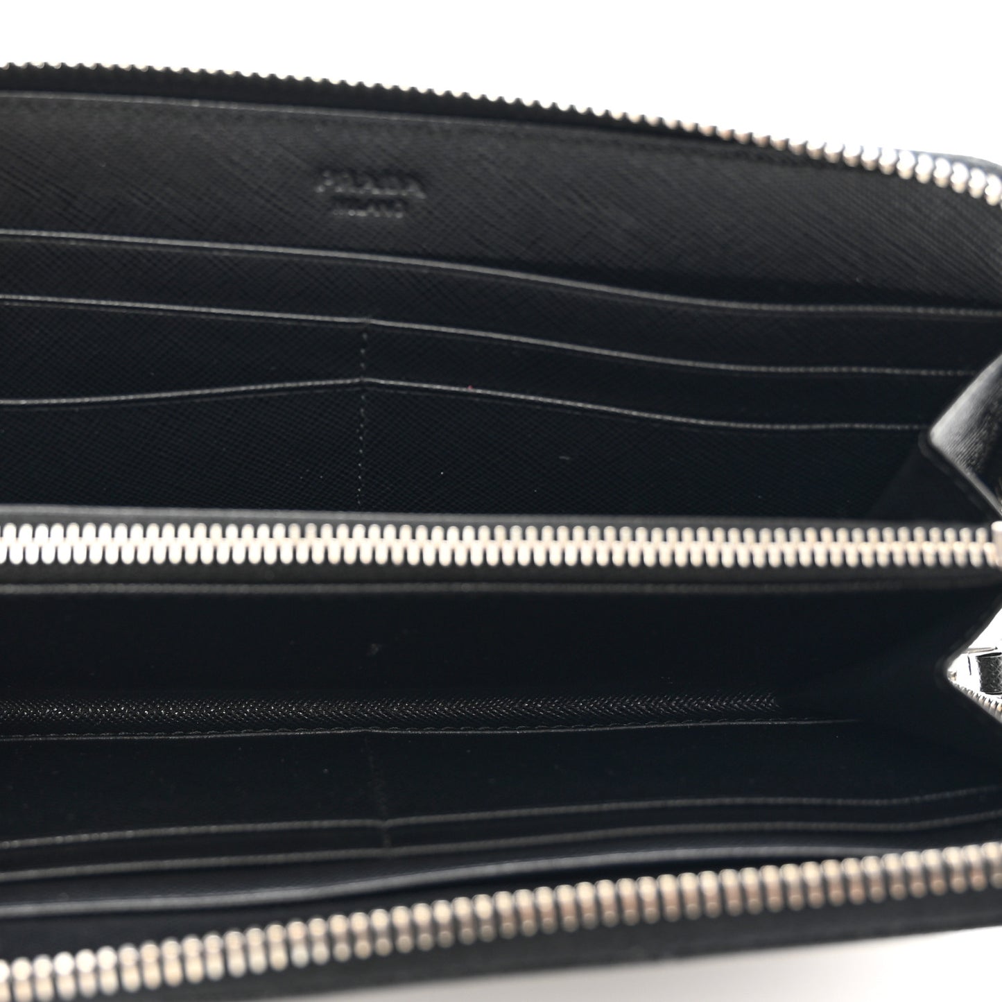 Saffiano Triangle Zip Around Wallet Black