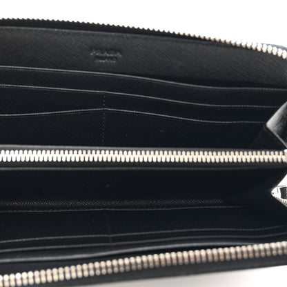 Prada Saffiano Triangle Zip Around Wallet Black 5 of 7