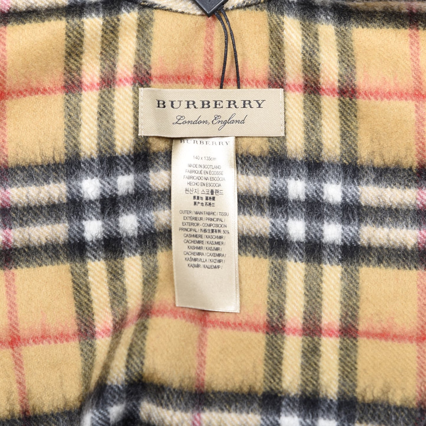 Cashmere Vintage Check Cape Scarf Antique Yellow