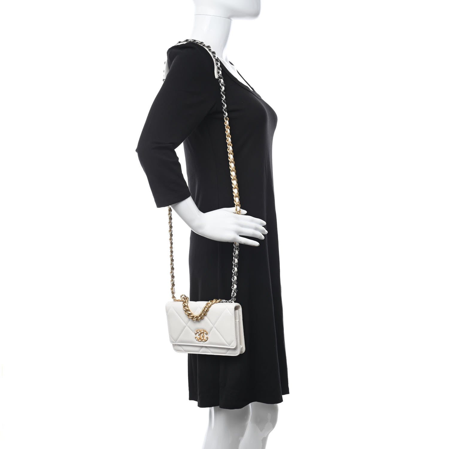 Chanel Lambskin Quilted Chanel 19 Wallet On Chain WOC White 2 of 10