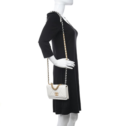 Chanel Lambskin Quilted Chanel 19 Wallet On Chain WOC White 2 of 10