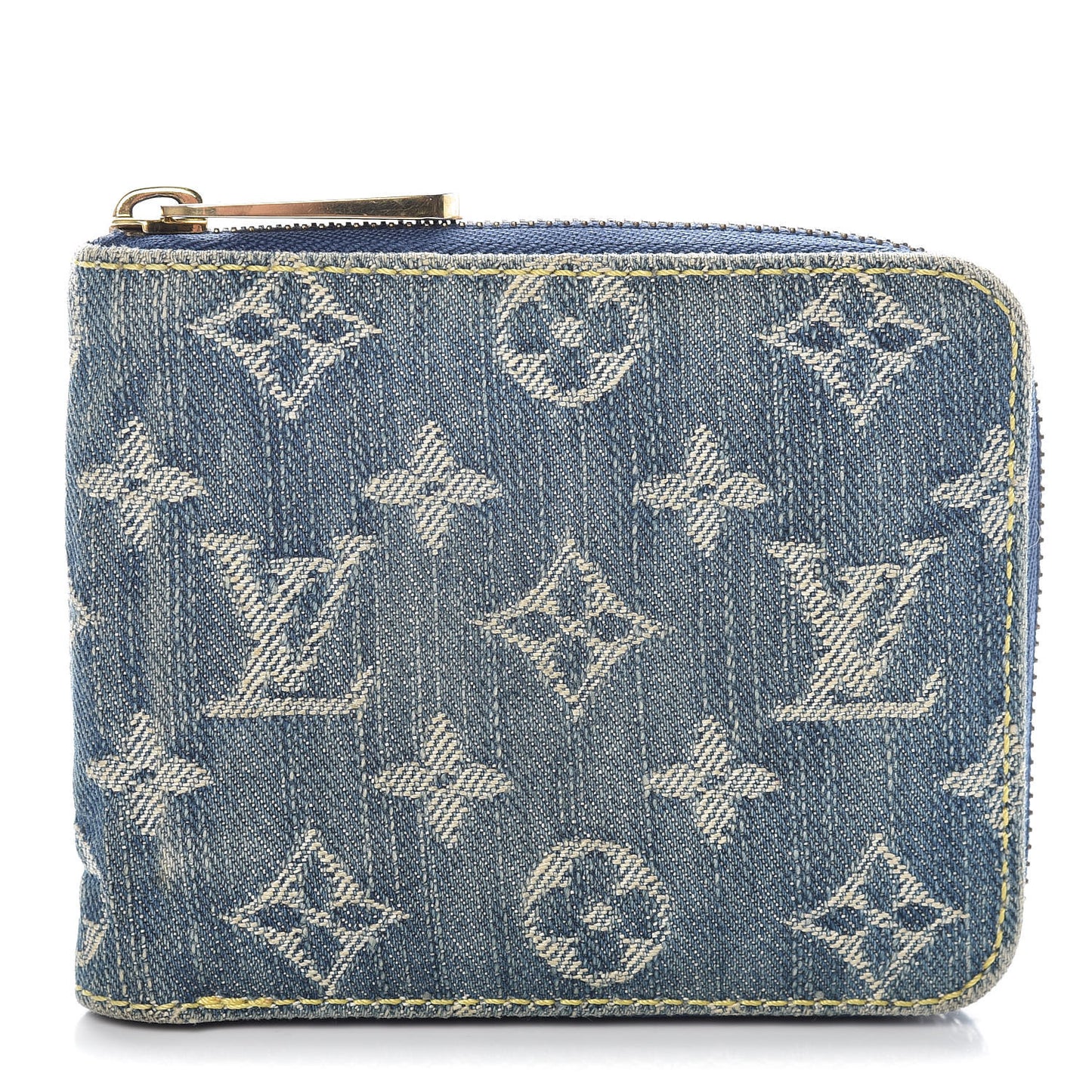 Denim Zip Compact Wallet Blue