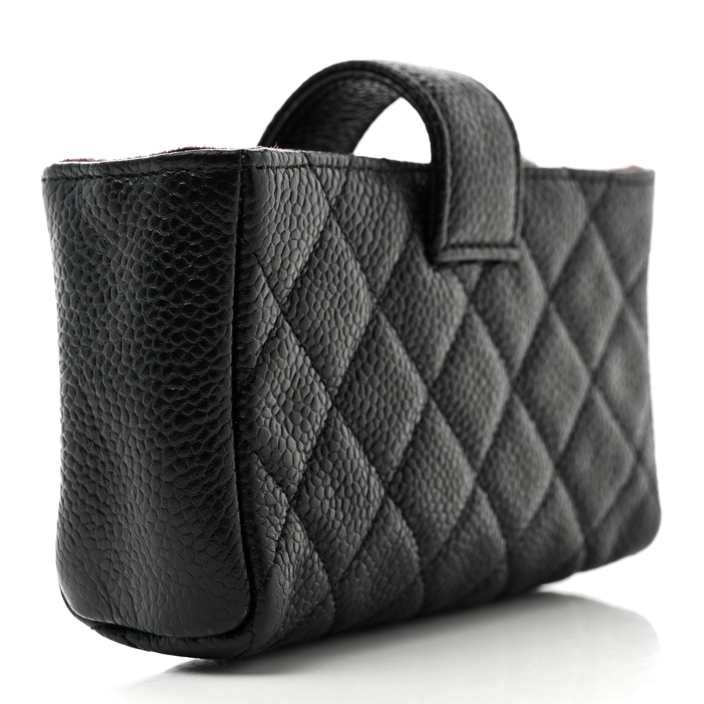 Caviar Quilted Mini Phone Holder Clutch Black