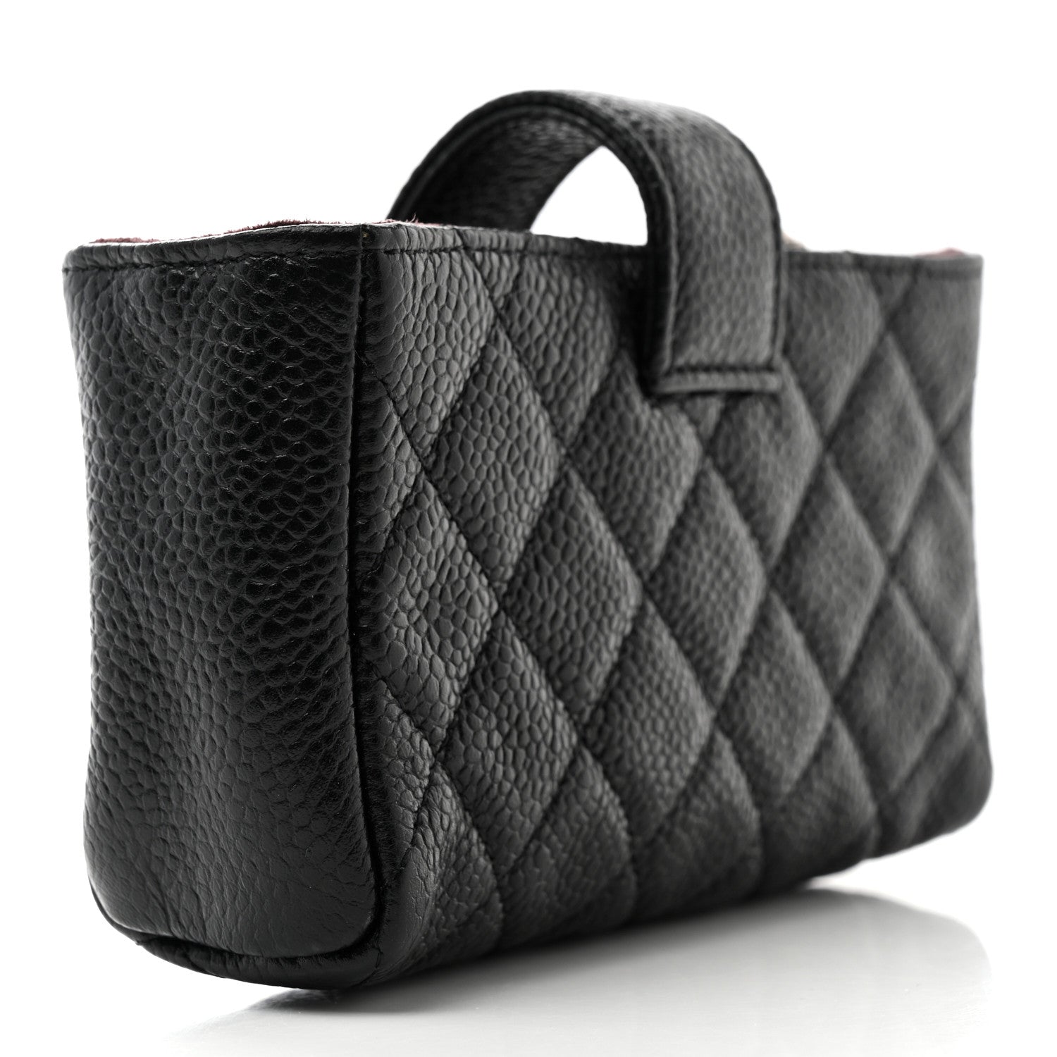 Chanel Caviar Quilted Mini Phone Holder Clutch Black 3 of 7