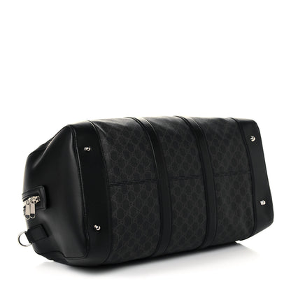 Gucci Soft GG Supreme Monogram Appia Calfskin Web Large Carry On Duffle Bag Black Grey 4 of 15