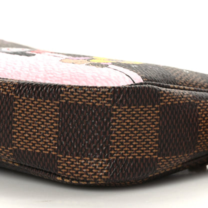 Louis Vuitton Damier Ebene 2019 Christmas Animation Mini Pochette Accessories Red 9 of 9