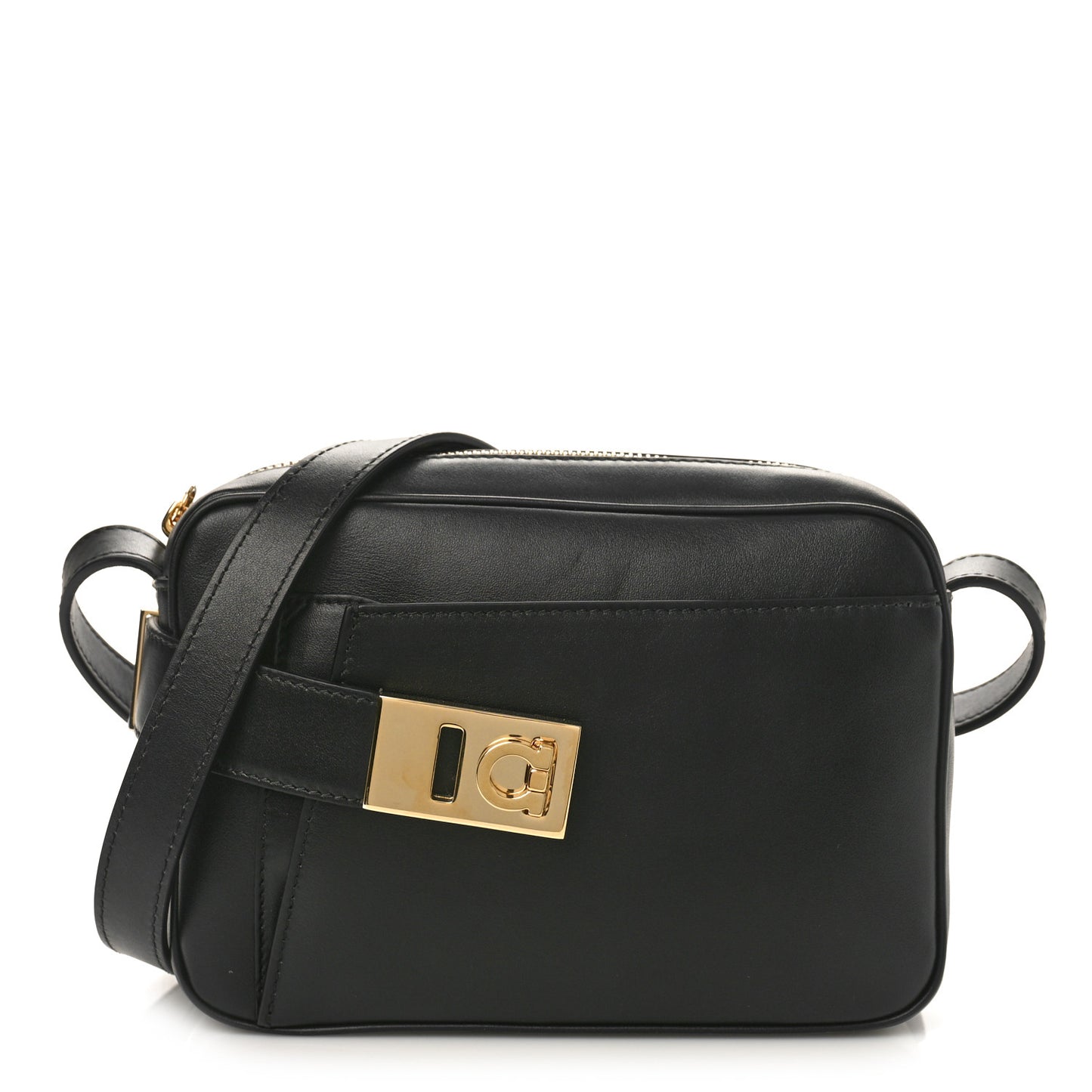 Calfskin Gancio Small Camera Case Black