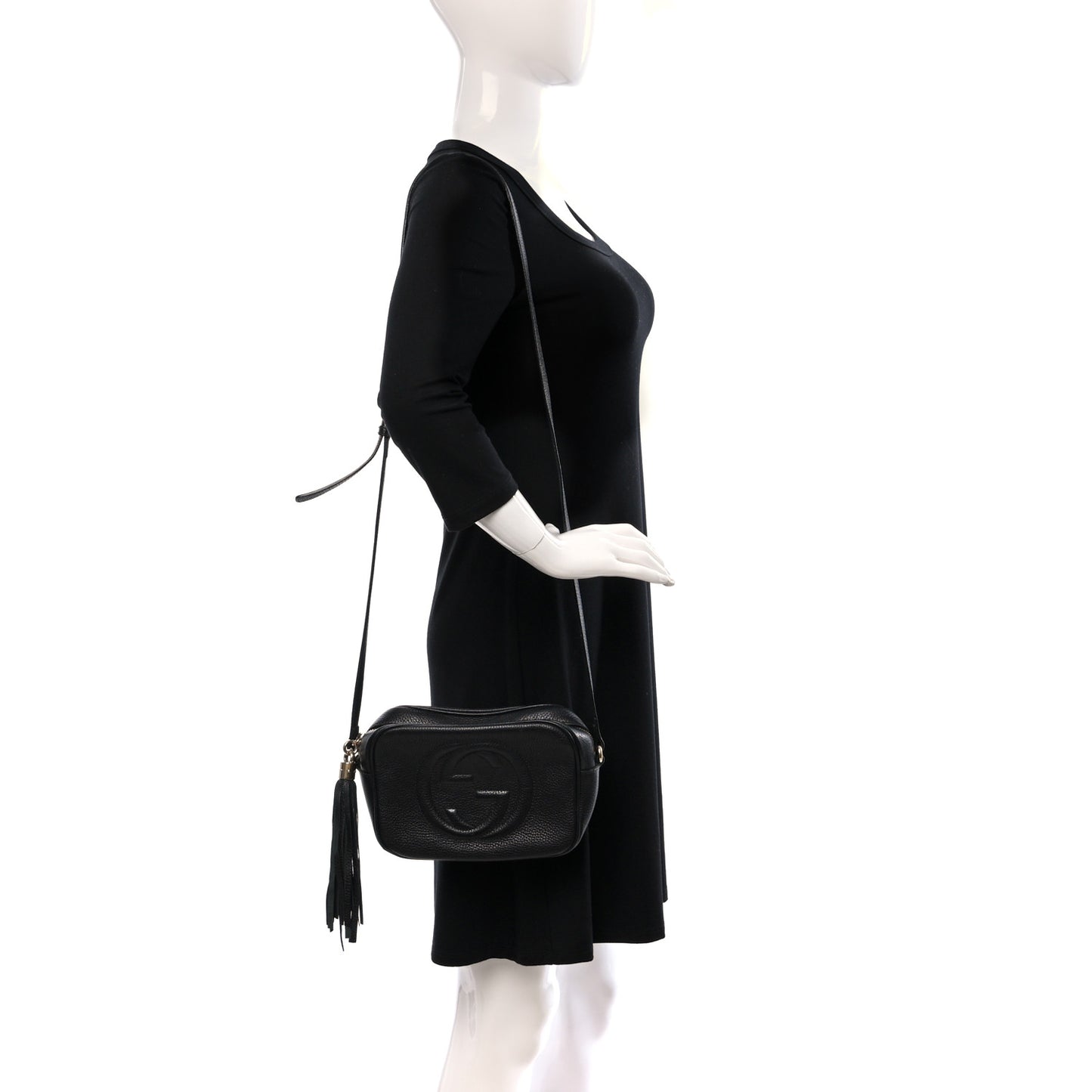 Pebbled Calfskin Small Soho Disco Bag Black