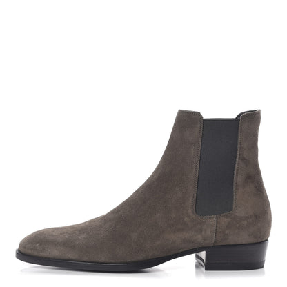 Saint Laurent Suede Mens Wyatt Chelsea Boots 39 Paris Fog 1 of 8