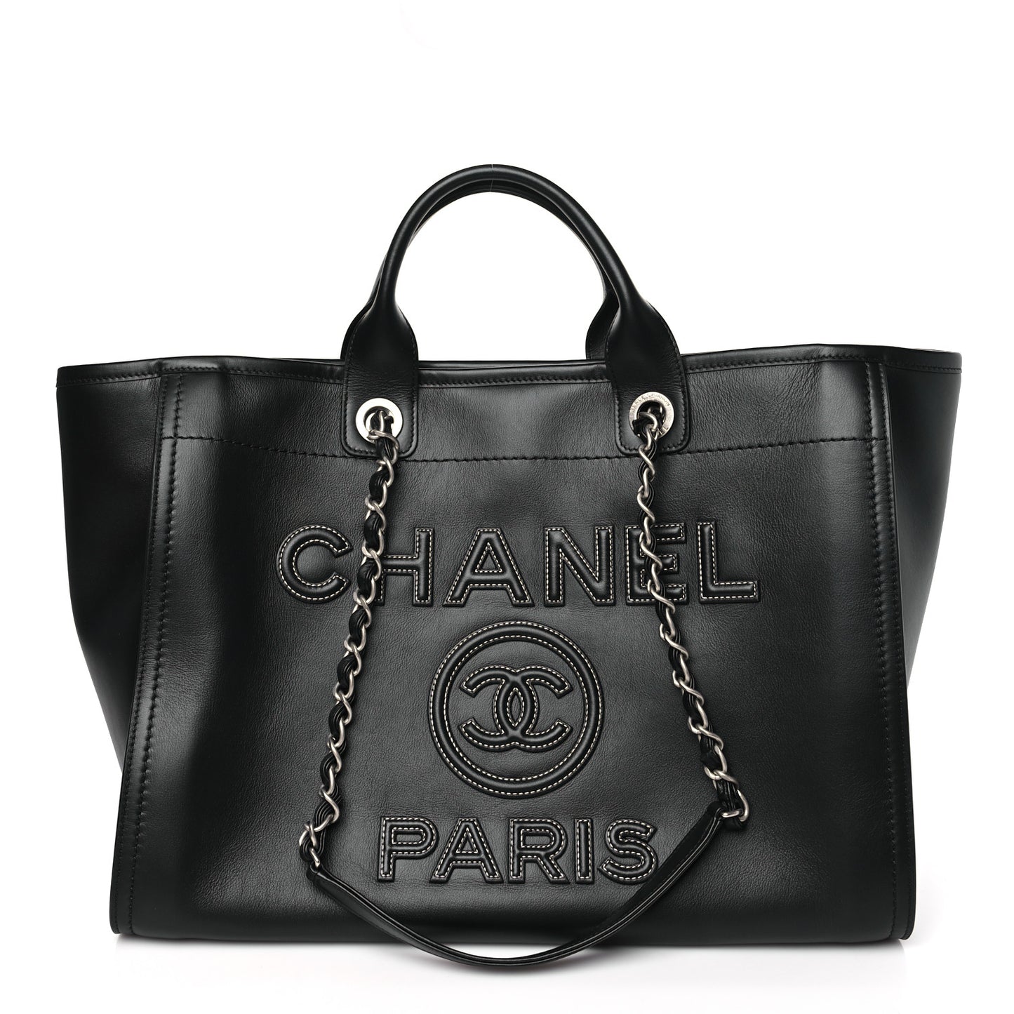 Calfskin Medium Deauville Tote Black