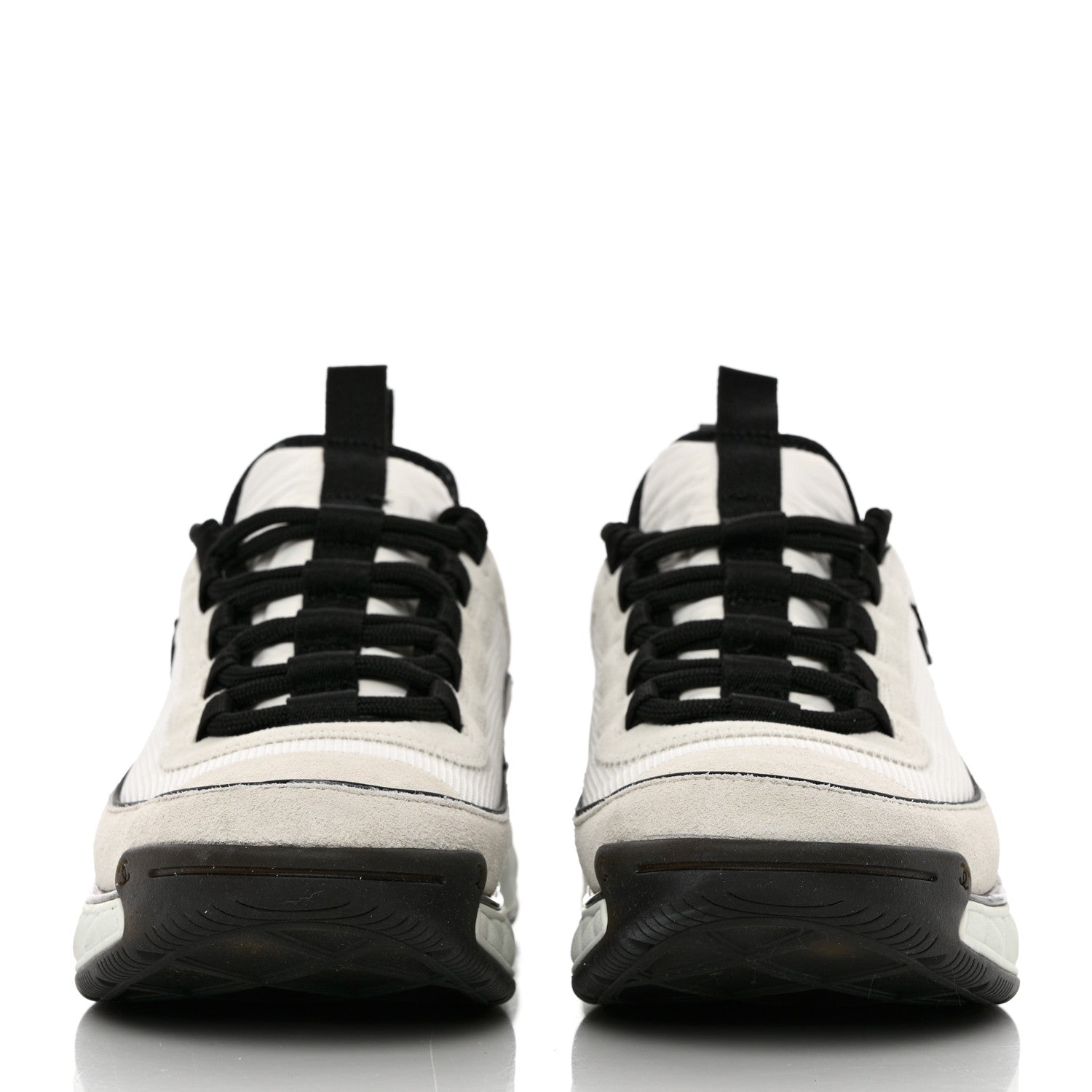 Chanel Velvet Calfskin Mixed Fibers CC Sneakers 39.5 Ivory Black 2 of 10