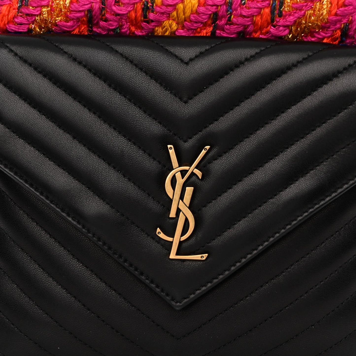 Tweed Lambskin Matelasse Monogram Joe Backpack Black Rosso Multicolor