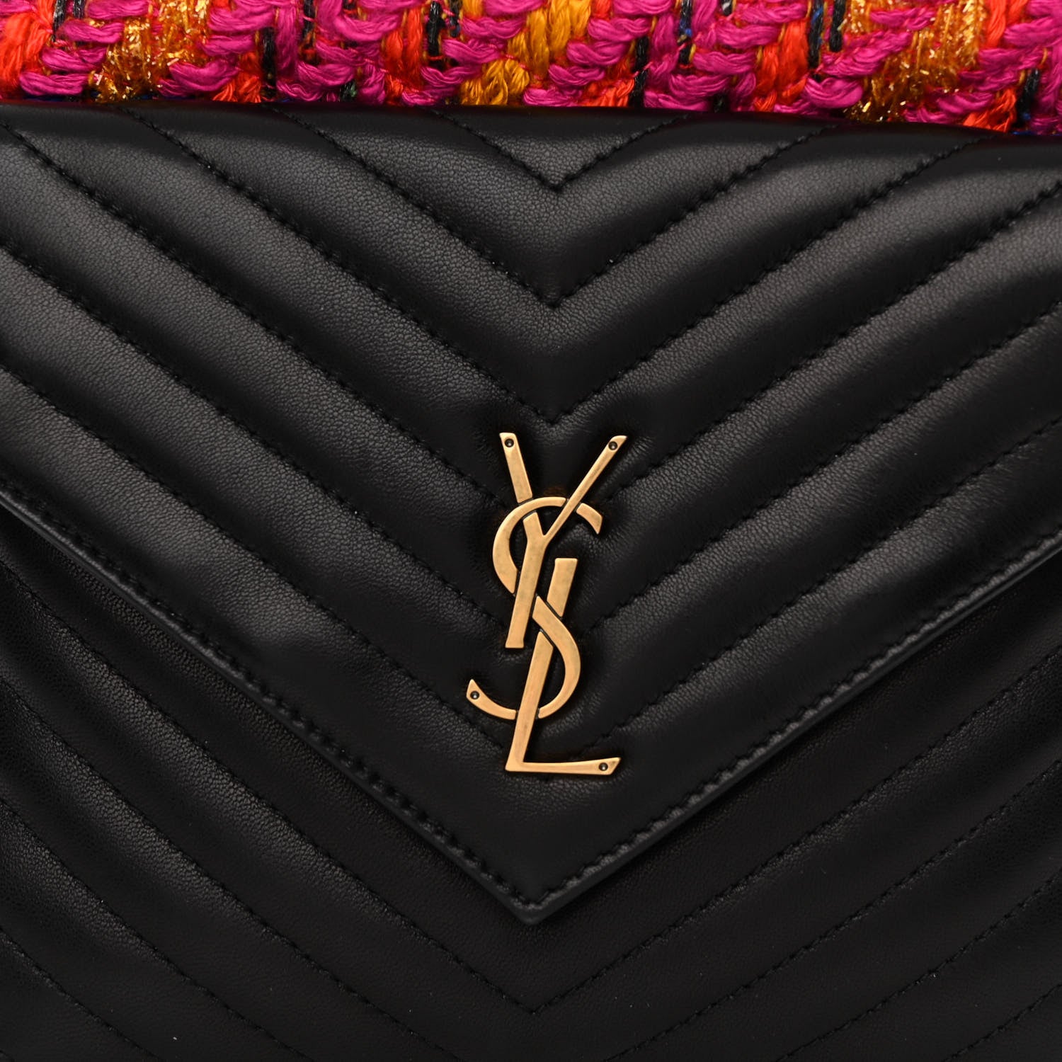 Saint Laurent Tweed Lambskin Matelasse Monogram Joe Backpack Black Rosso Multicolor 8 of 10