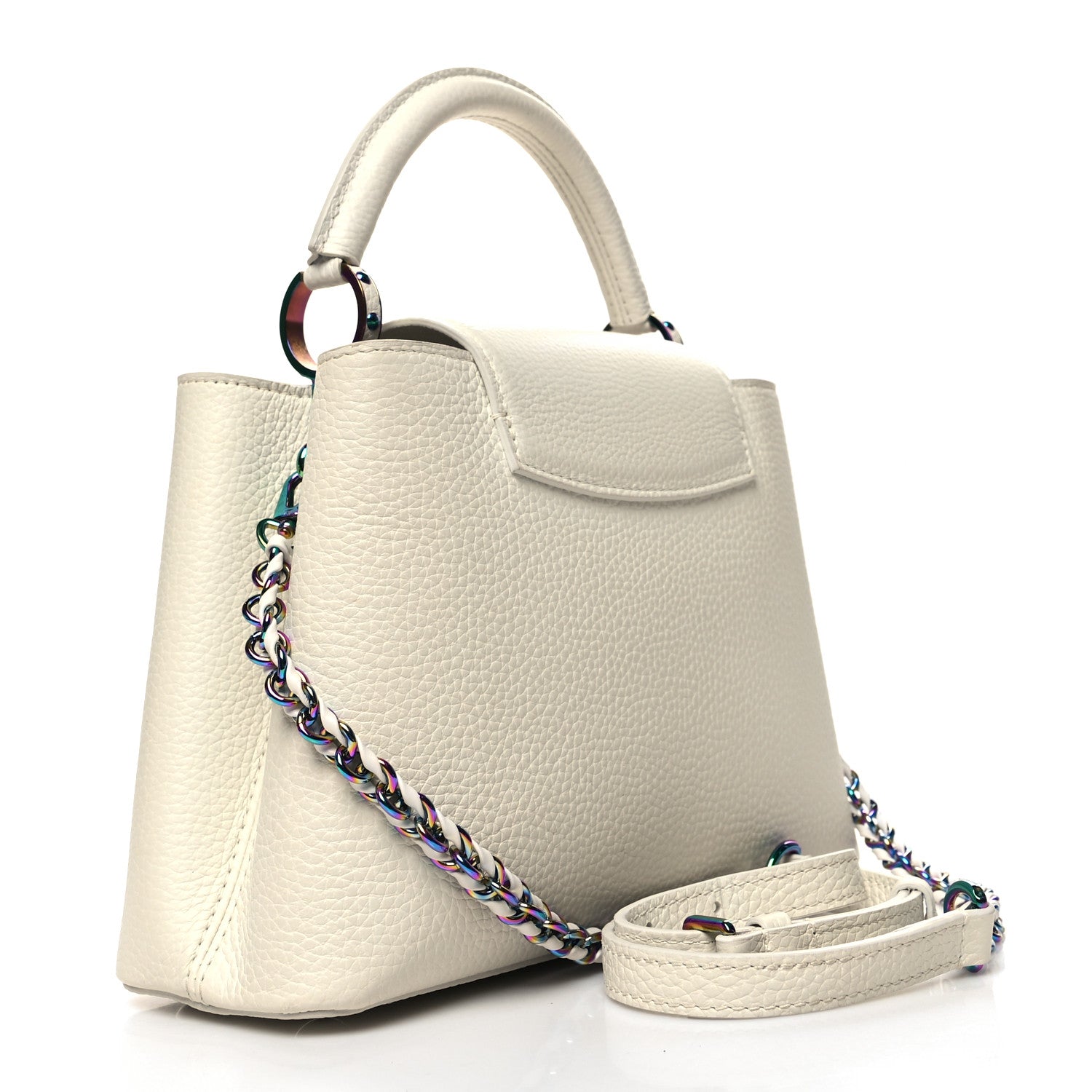 Louis Vuitton Taurillon Braided Chain Capucines BB Snow 3 of 12