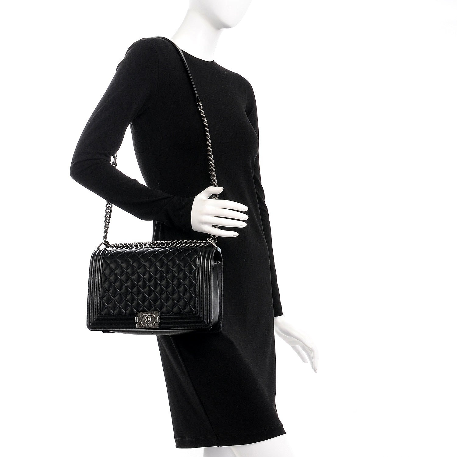 Chanel Lambskin Quilted New Medium Boy Flap Black 2 of 8