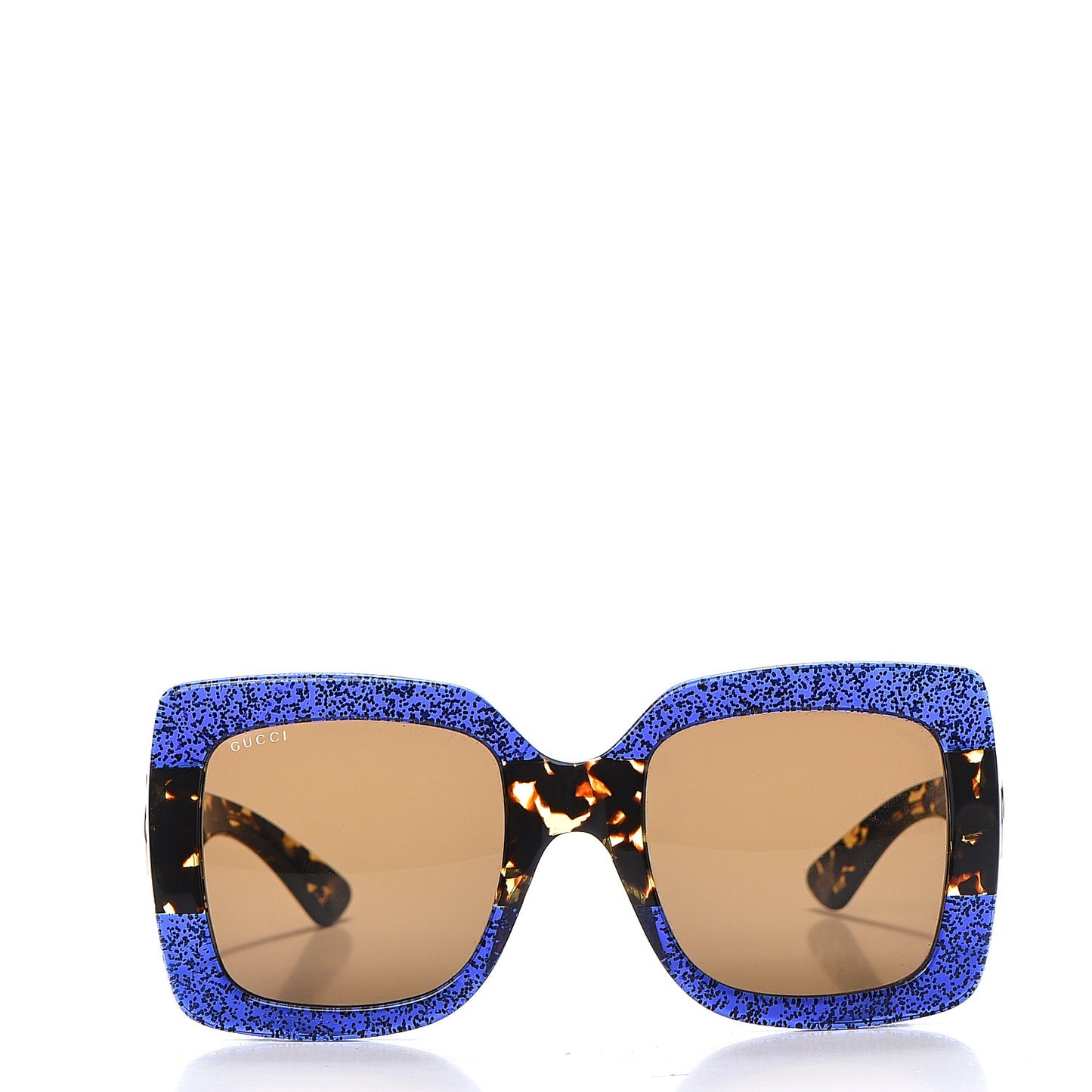 Square Frame GG0083S Sunglasses Glitter Blue Havana Brown