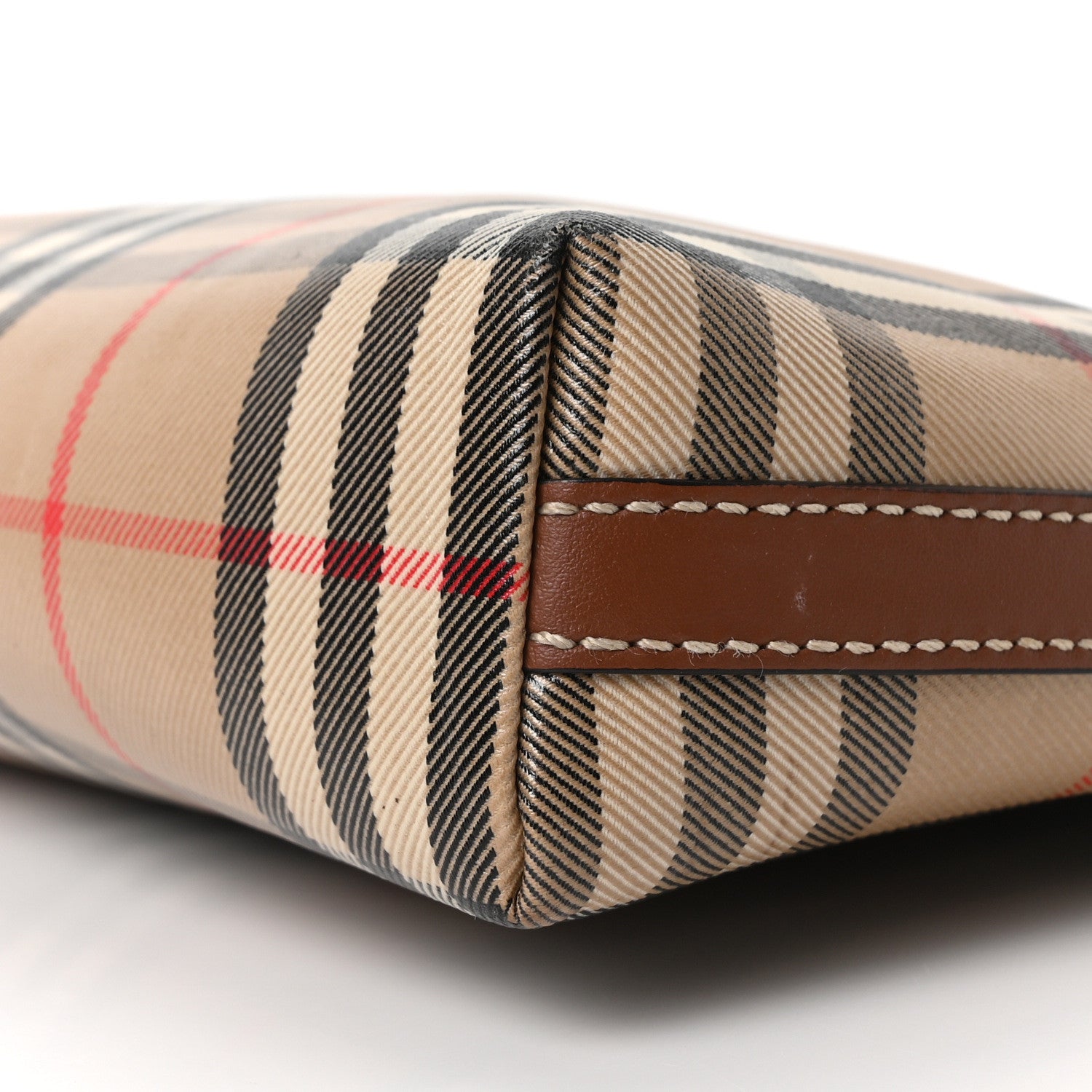Burberry Vintage Check Gabardine Clutch Archive Beige Tan 8 of 8