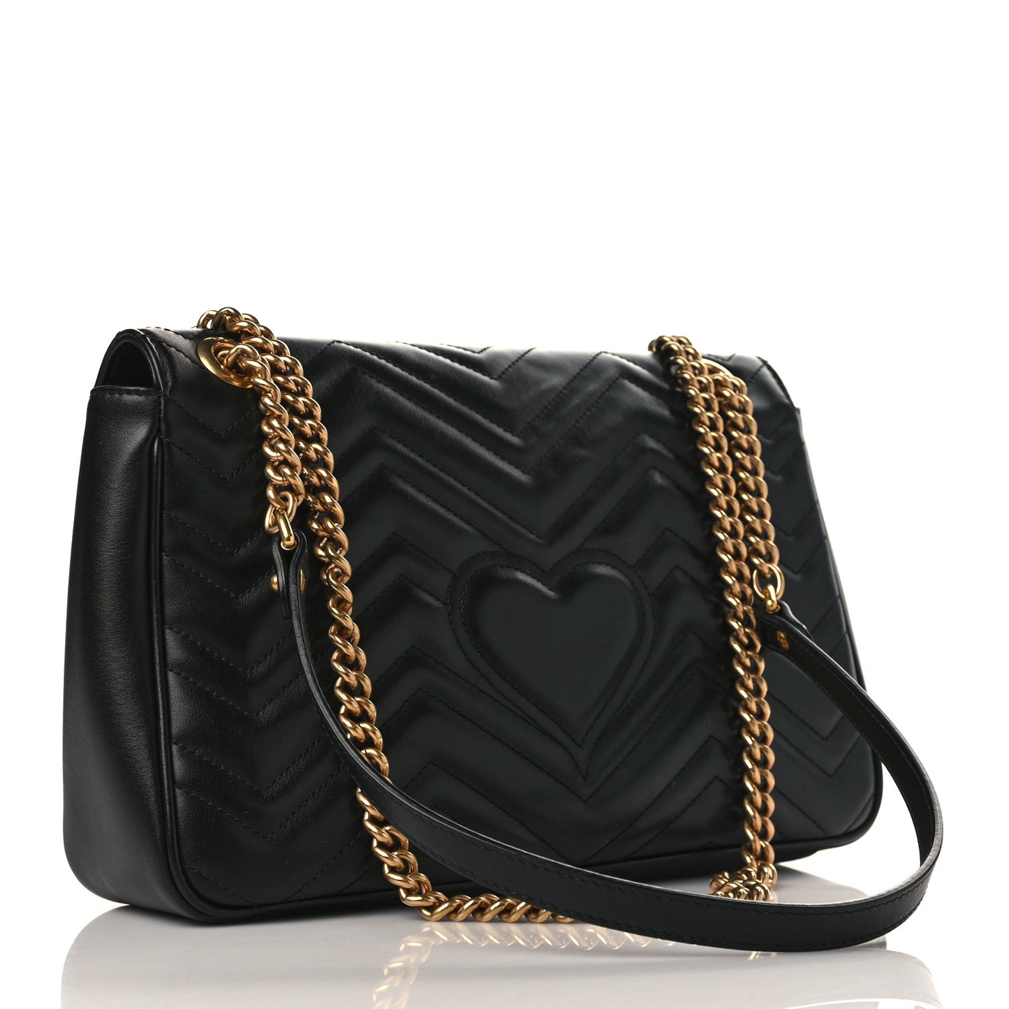 Calfskin Matelasse Medium GG Marmont Shoulder Bag Black