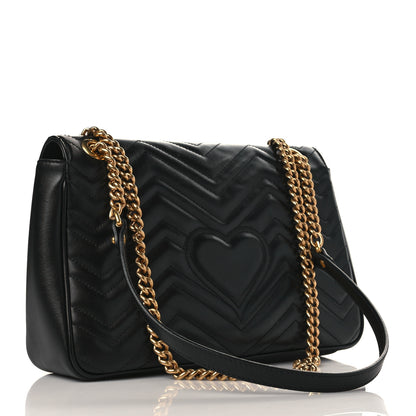 Gucci Calfskin Matelasse Medium GG Marmont Shoulder Bag Black 2 of 8