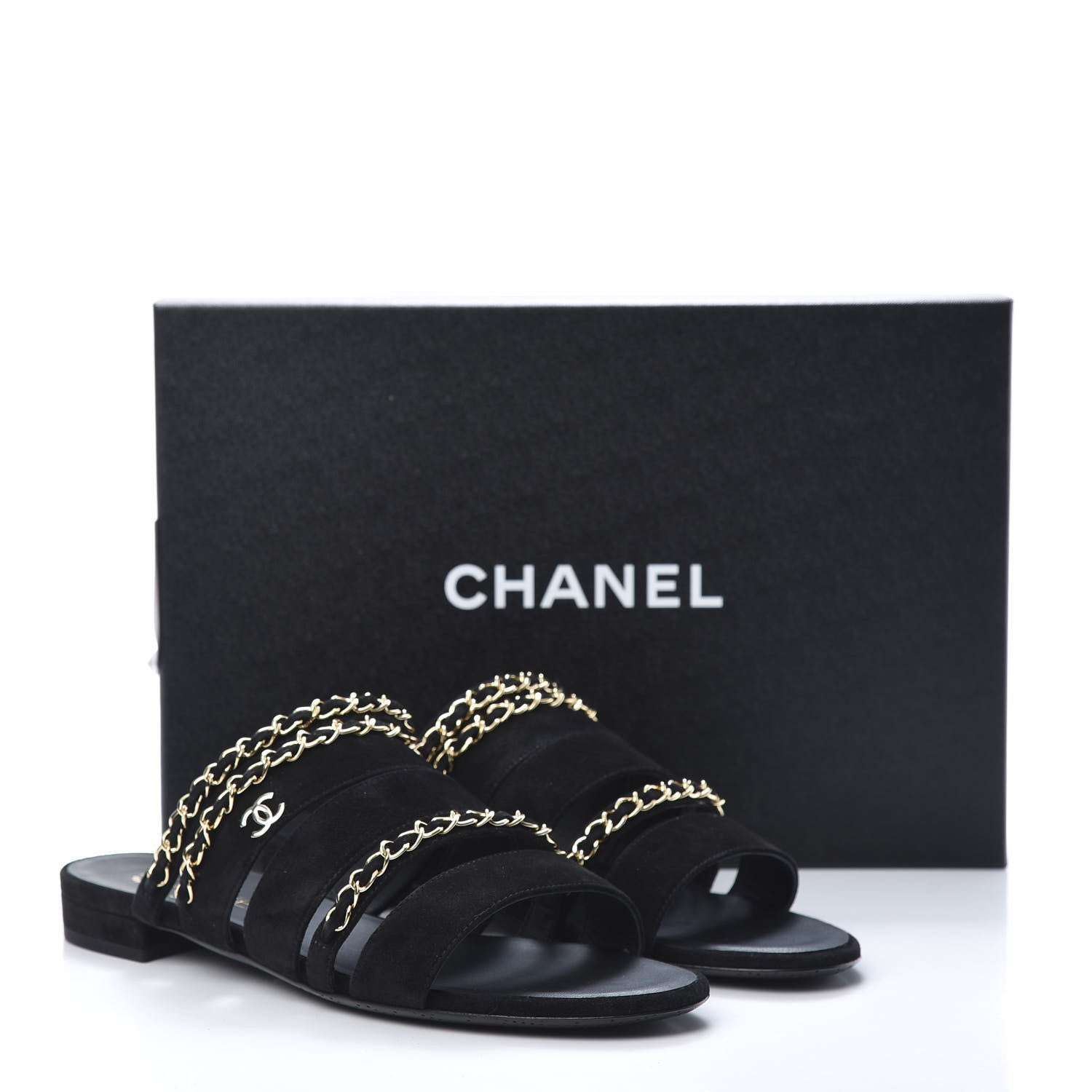 Chanel Suede Chain Mule Sandals 39 Black 8 of 8