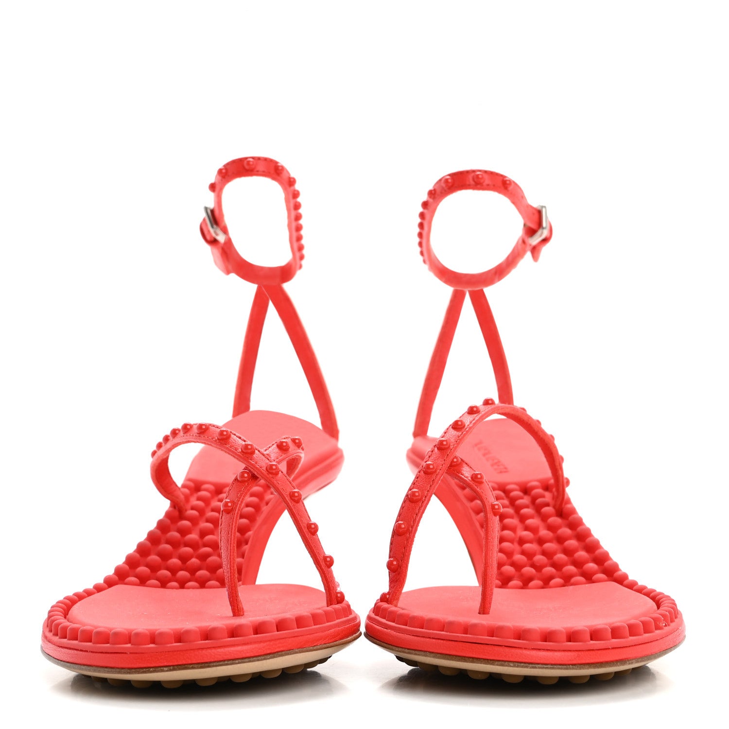 Bottega Veneta Calfskin Dot Sandals 36.5 Red 3 of 8